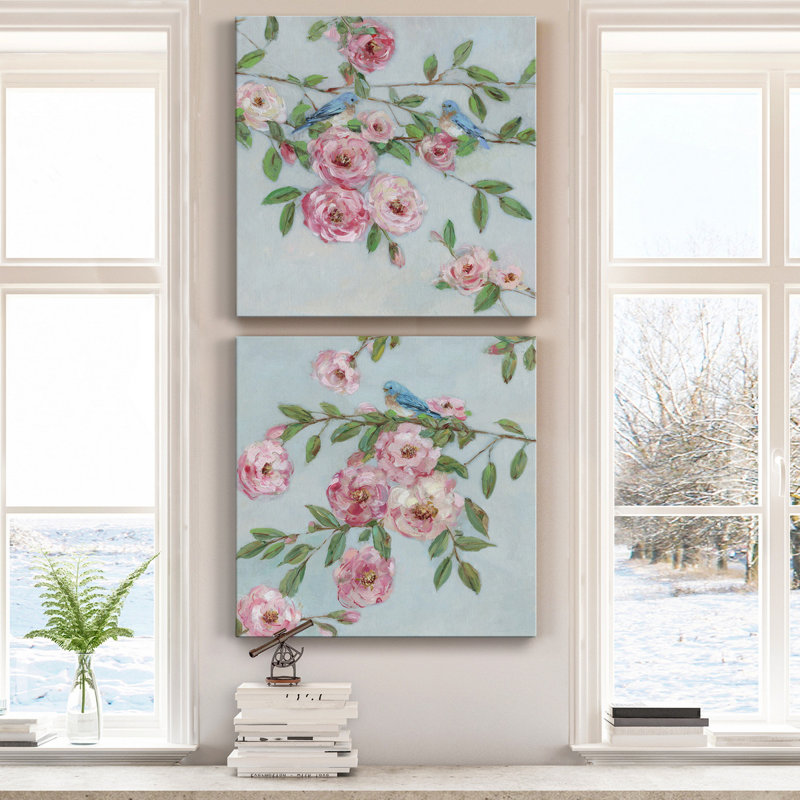 First Bloom I - Ensemble de 2 reproductions d'art sur toiles tendues, H 16 po x l 32 po x P 1 po