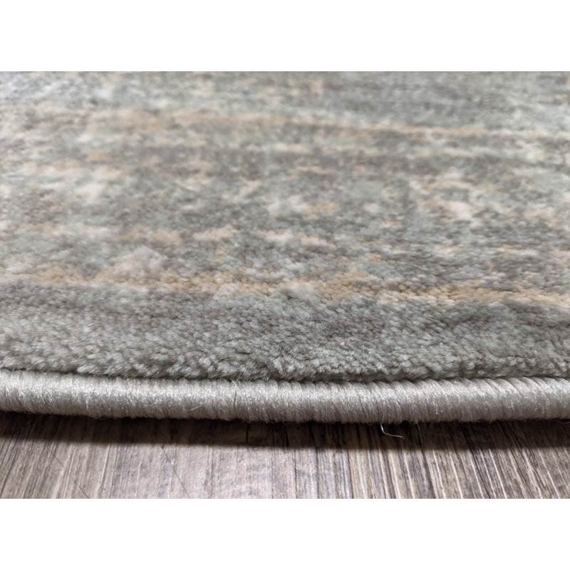 Tapis oriental gris Benson, Rond 5 pi 3 po