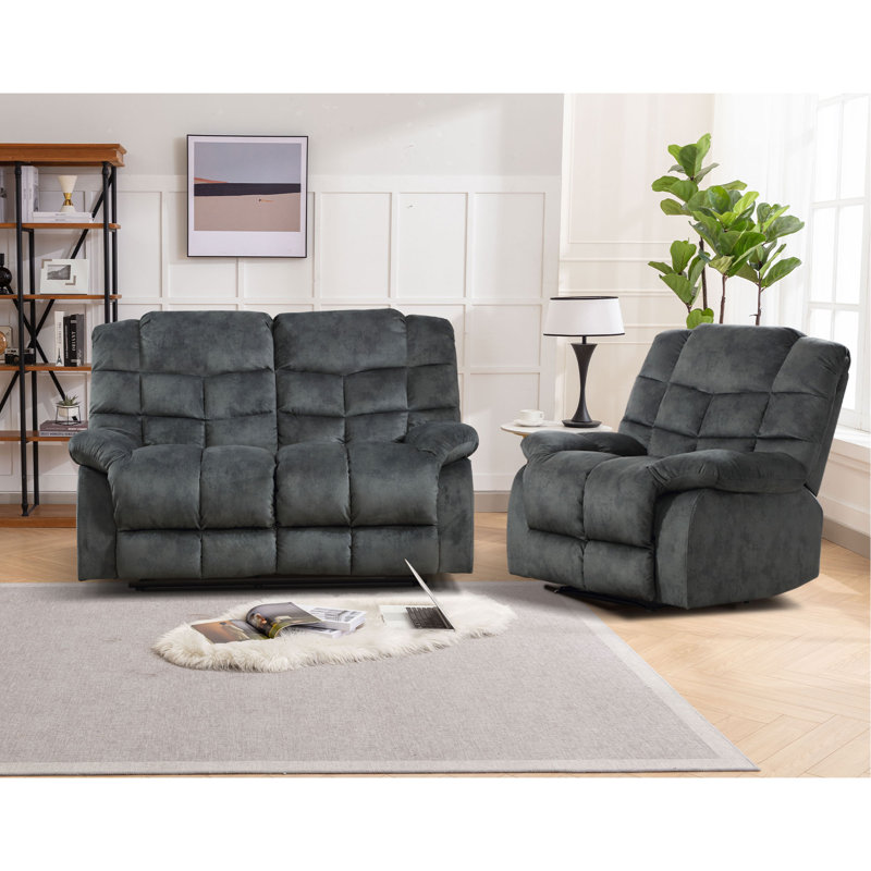 Ensemble de salon inclinable 2 pièces Rogie, Gris