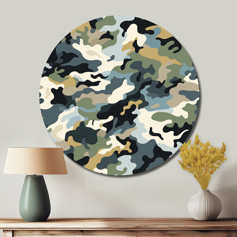 Courtnei - camouflage rond, art en métal, H 16 po x l 16 po