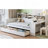 Wooden Twin Size Daybed With Storage Shelves, Multi-Functional Bed With Two Storage Drawers And  Study Desk, Antique White-1391135621-1391135622