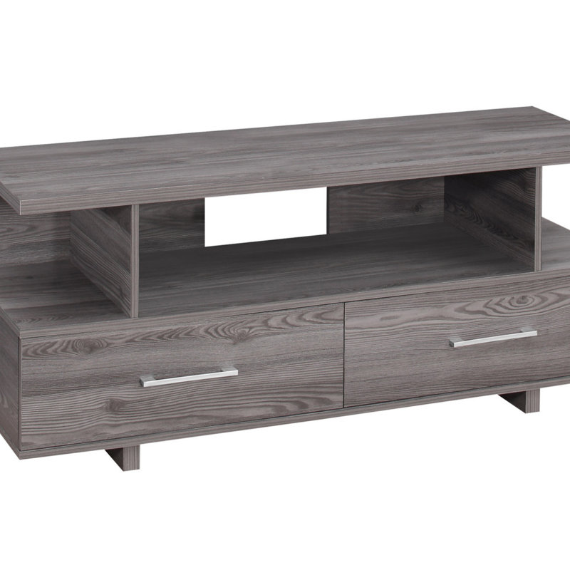 Console multimédia avec tiroirs et tons chauds