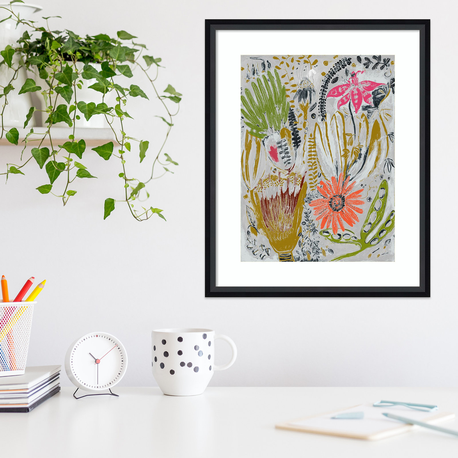 Tropical Blooms by Maya Woods, Black, 17" W x 21" H