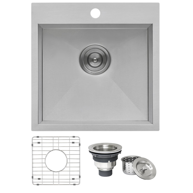 Tirana 15" L x 15" W Drop-In Bar Sink, 18" L x 18" W, StainlessSteel