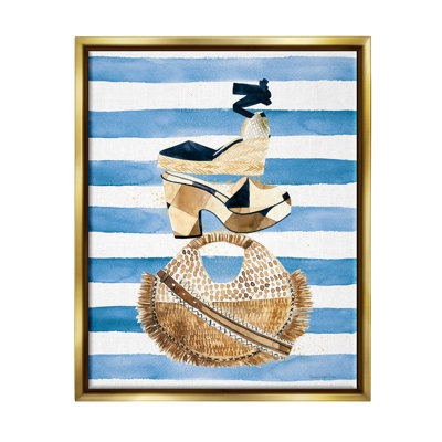 «Stacked Fashion Shoes» encadrée sur bois par Mercedes Lopez Charro, impression