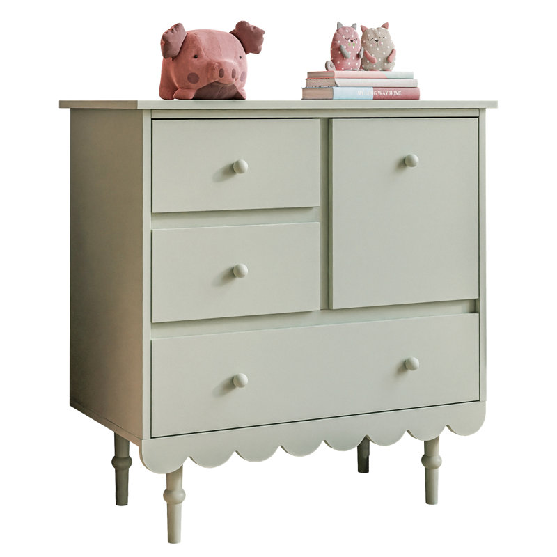 Siegmeyer Solid Wood Chest of Drawers with 3 Drawers, Olive