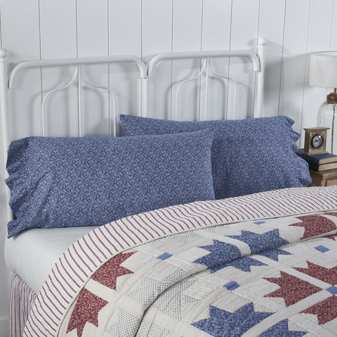  Celebration Ruffled 186 Thread Count Floral 100% Cotton Pillowcase (Set of 2) VHC Brands 