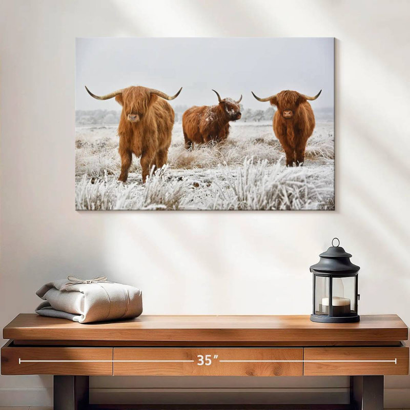 Brampt Three Highland Cows, H 16 po x l 24 po
