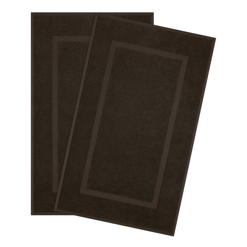 Tapis de bain 100% coton pour salle de bain, paquet de 2 tapis de sol à séchage rapide 20 x 34 po, Brun