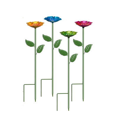 4 Pcs Bee Watering Station, Metal Bee Bath Feeder Bowl for Garden, Metal Butterfly Cups  for Outdoor Garden Yard Decor
