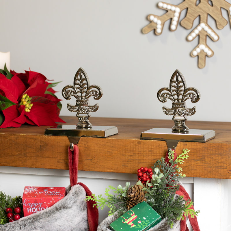 Fleur De Lis Christmas Stocking Holder - 5" - Set Of 2