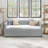 Yamit Daybed With Trundle Upholstered Sofa Bed, With Vertical Stripes, Linen Fabric-504064077-504064064