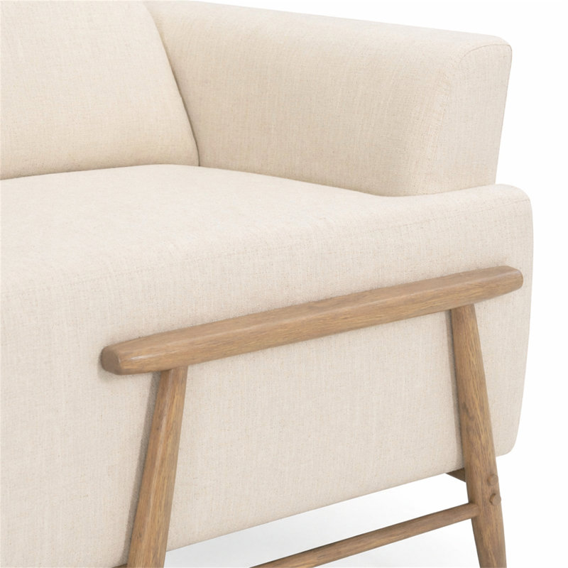Causeuse en lin à accoudoirs évasés (beige), Beige
