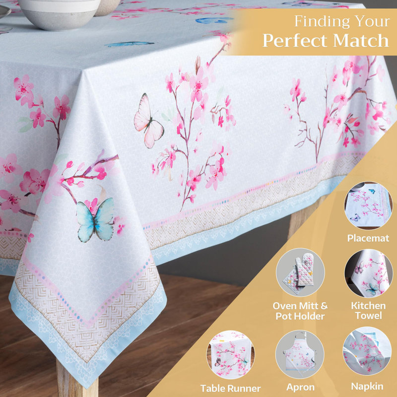 Maison d' Hermine Table Cloth Rectangle Table 100% Cotton 70 x 108 Inches Tablecloth Reusable Decorative for Dining Room Farmhouse Home Valentines Day Decorations Spring Summer - Blossoms in Spring
