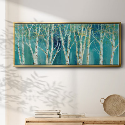 Bouleau sur toile bleue encadrée