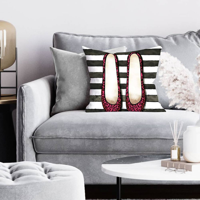 Leopard pink shoes - 16"x16" Throw pillow cover - Poly twill - Print on demand, 16" H x 16" W, Pillow Cover Only - No Insert