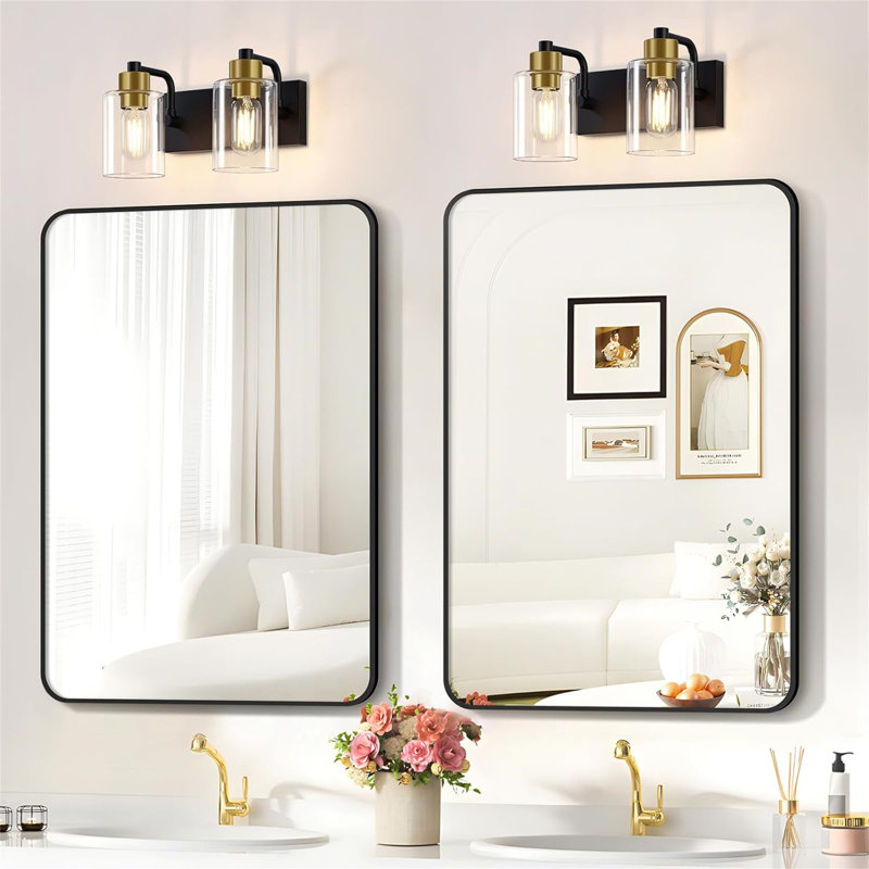 Dimmable Vanity Light, 2, Matte Black/Gold