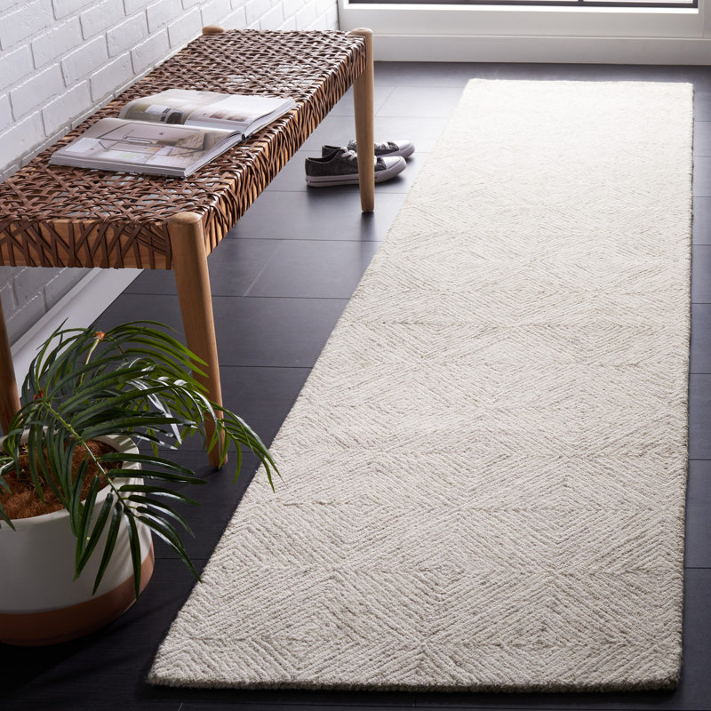 Tapis abstrait gris / ivoire Williamstown 427, Tapis de couloir 2 pi 3 po x 9 pi