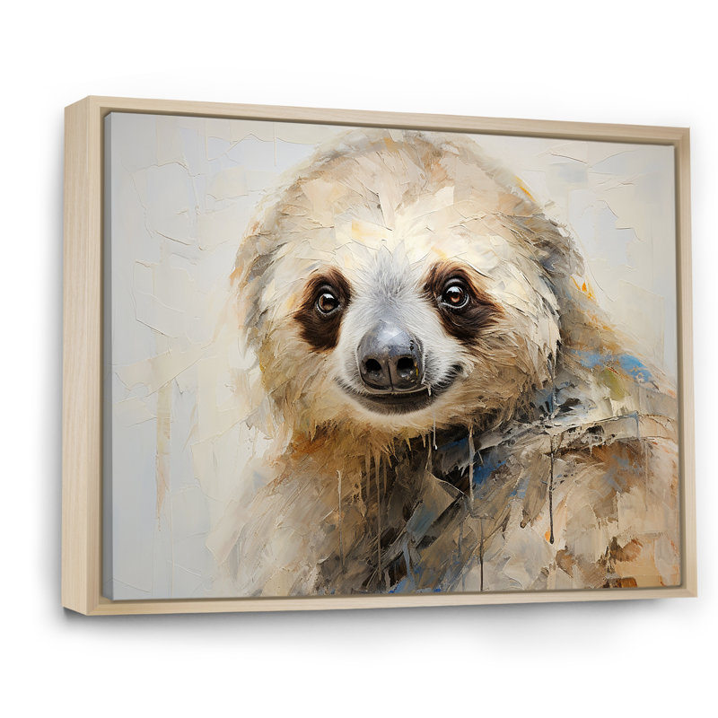 «Thoughtful Sloth», reproduction sur toile, H 16 po x l 32 po x P 1 po, Cadre naturel flottant