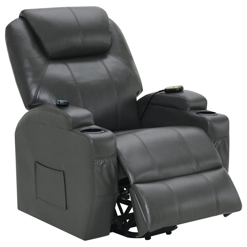 Rexford Charcoal Grey Power Lift Recliner Chair With Massage