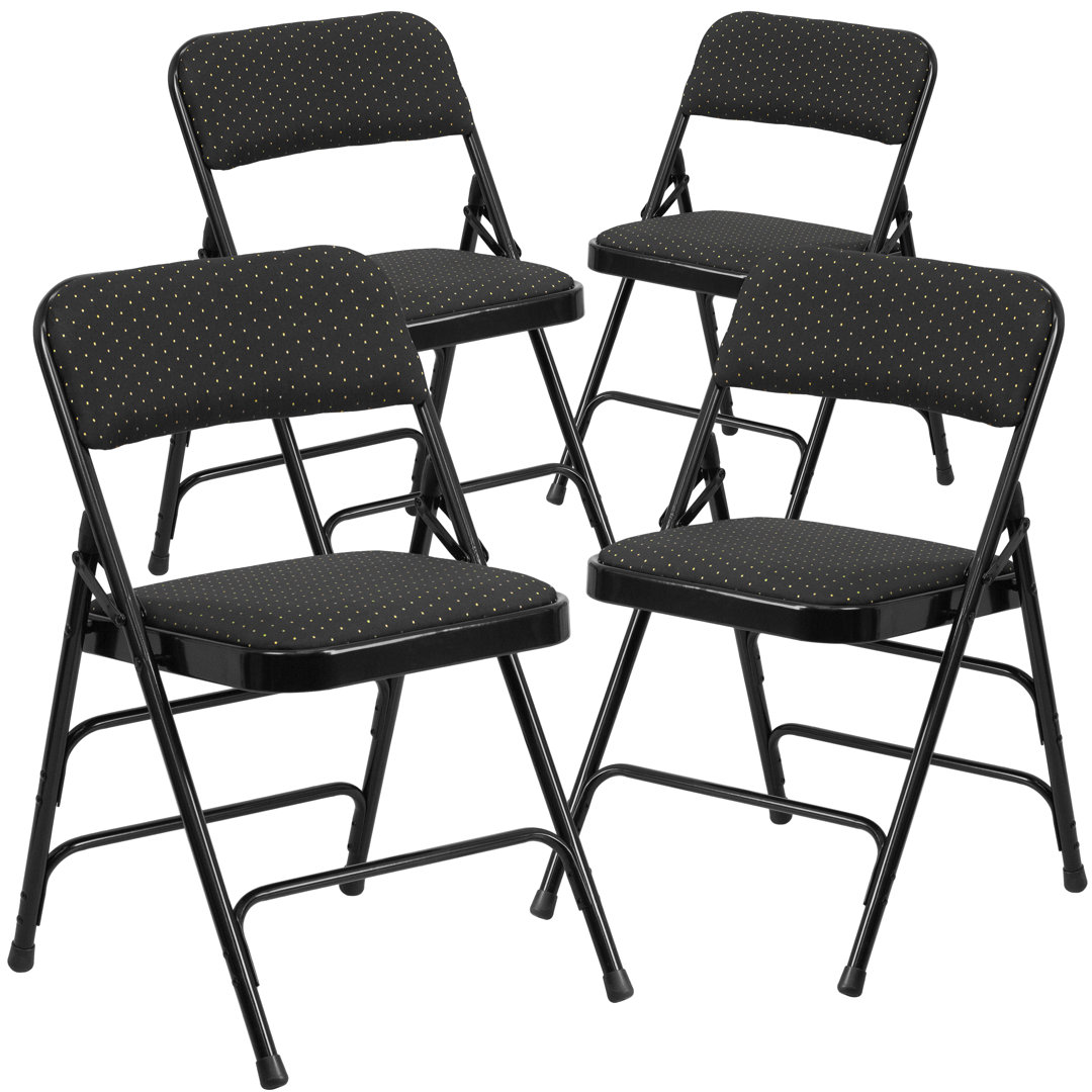 Oliverson Curved Triple Braced & Double Hinged Upholstered Metal Folding Chair (Set of 4) Inbox Zero
