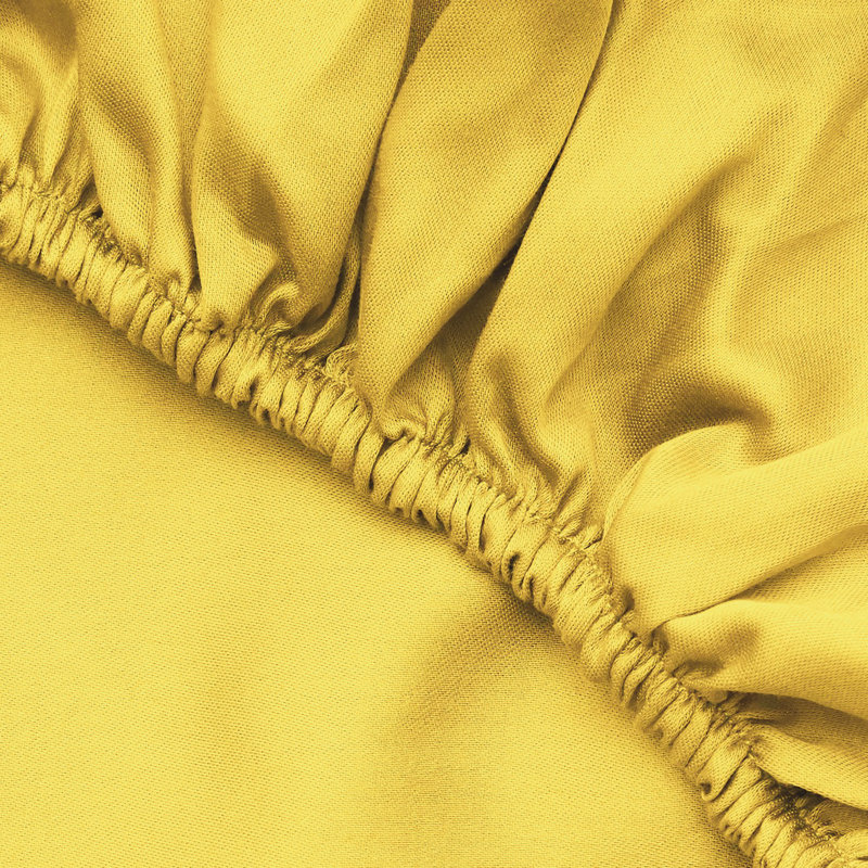 Premium Ranforce Single Small Fitted Sheet, Dark Yellow, 35.4 x 74.8 + 11.8 inches | 100% Cotton, 3.4 oz/sq ft | Machine Washable at 104°F, Soft & Breathable Fabric for Comfortable Sleep, Perfect Fit