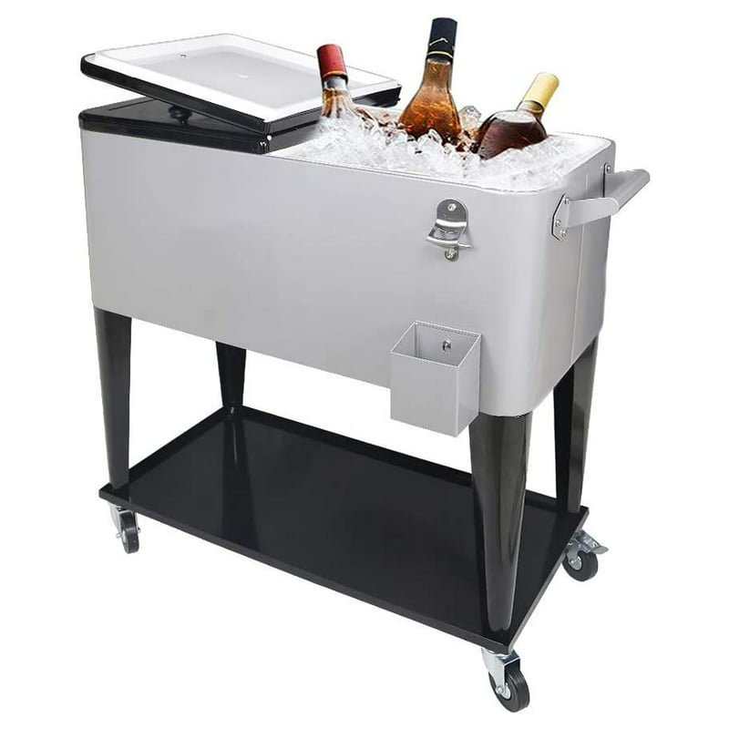 MeetingHome 80 Quarts Ice Chest with wheels, Silver
