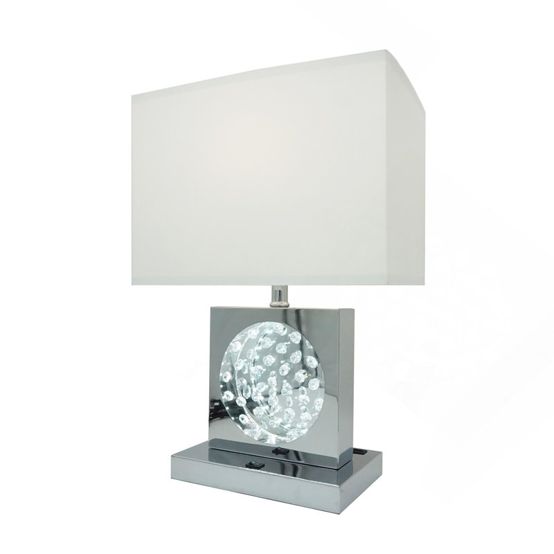 Abat-jour rectangulaire en cristal 1pc, Nickel, Ivoire ivoire