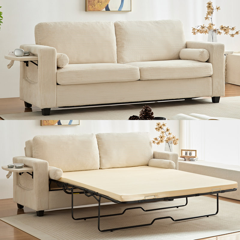 Canapé-lit Corduroy, Beige