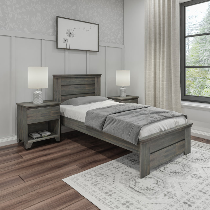  Ariarose Solid Wood Platform Bed, Twin, Driftwood