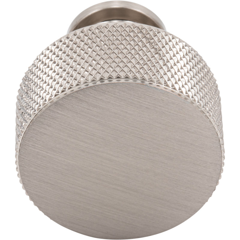 Beliza 1 1/8" Diameter Cylindrical Knurled Knob, Brushed Satin Nickel