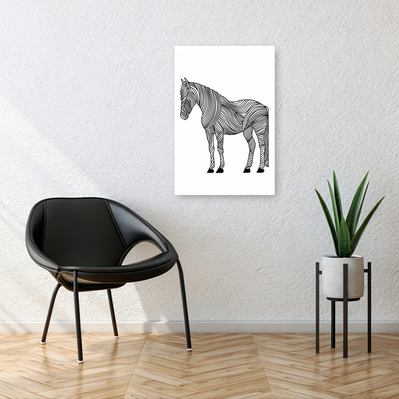 «Wavy Line Horse», art mural rétro contemporain, H 36 po x l 24 po