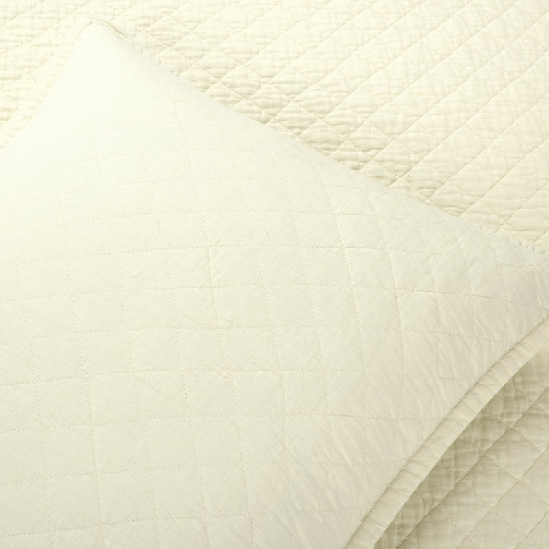 Lush Decor Belgian Flax Linen Blend Quilt Set, King/Cal. King Quilt + 2 Shams, Ivory