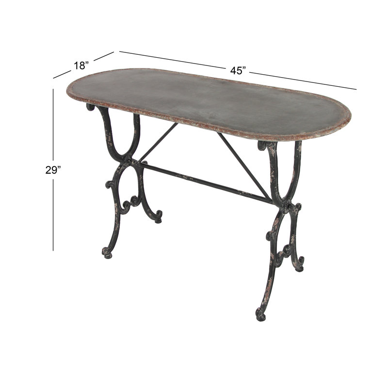 Crestline Grey Metal Console Table with Distressed Accents 45" x 18" x 29"