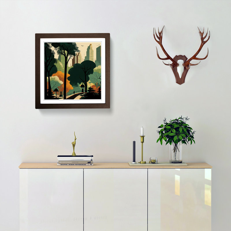 Central Park Mid-Century - Framed Print, Walnut
