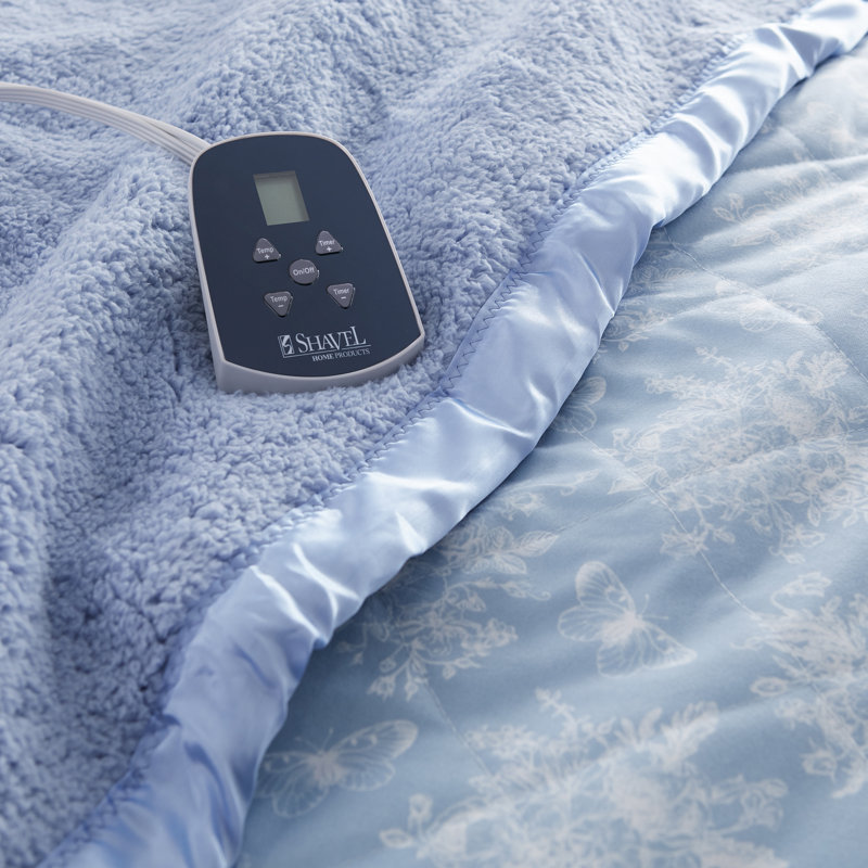 Couverture électrique en sherpa Micro Flannel®, Simple, Toile Wedgewood