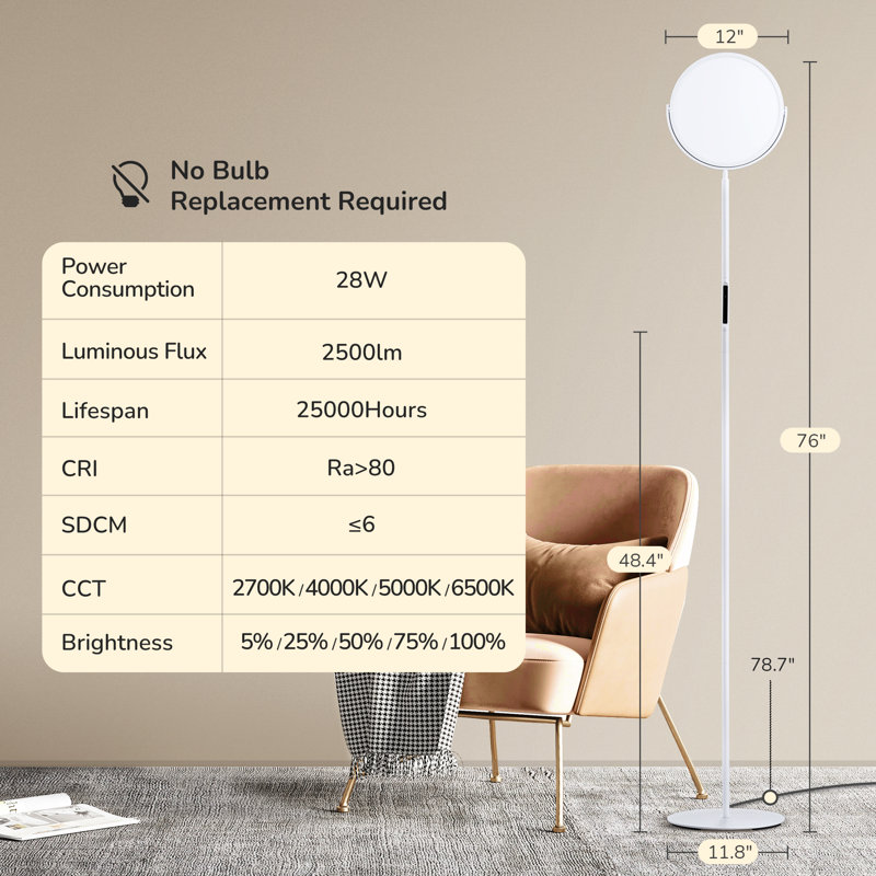 White Adjustable LED Floor Lamp with Flexible Head