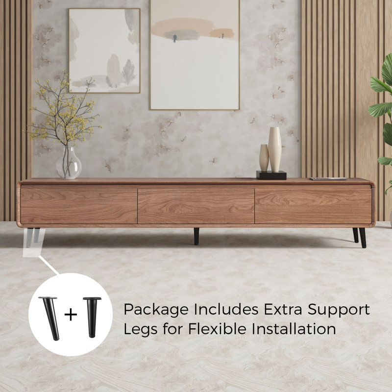 Modern Walnut TV Stand With 3 Drawers For Stylish Living Room Storage