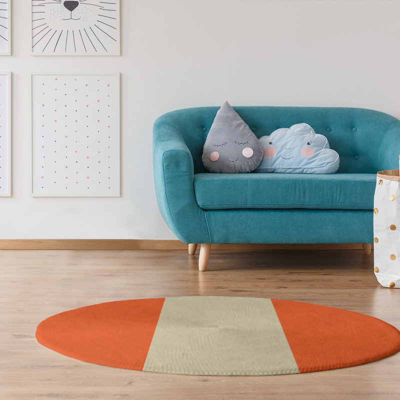 Chenille Striped Indoor Rug, Round 5'