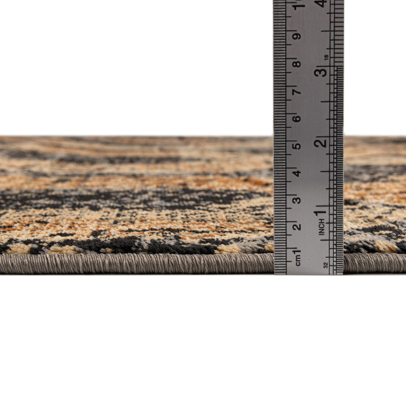 Tapis contemporain de couleur noire-grise, Rectangle 5 pi 3 po x 8 pi