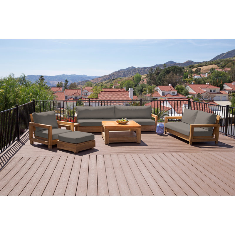 Chatsworth Outdoor 6 - Piece Teak Conversation Set, Coal
