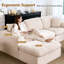 Canapé sans dossier de 138 po pour chambre de salon, canapé à nuage de compression avec repose-pieds en L, canapé modulaire en velours côtelé à assise profonde, aucun assemblage requis (beige, 4 places + repose-pieds)-1850775030-1850775031-1850775029