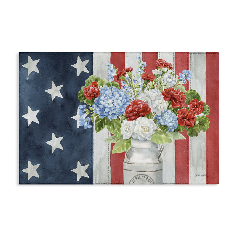 «American Flag Bouquet», art mural sur toile par Leslie Trimbach, H 20 po x l 30 po