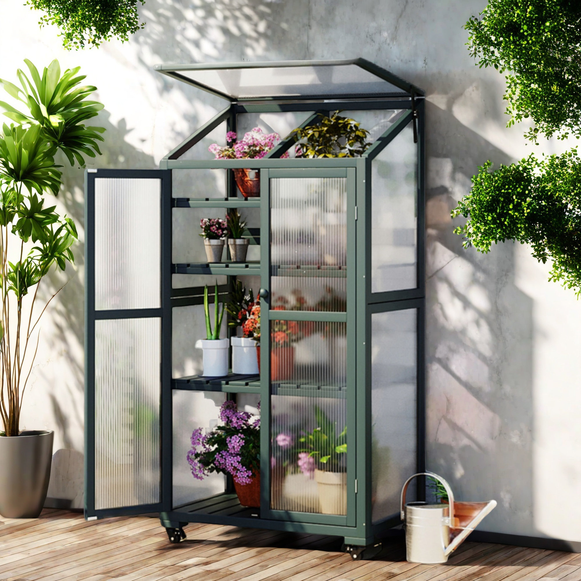 finessefurs Height Wood Large Greenhouse Balcony Portable Cold Frame ...