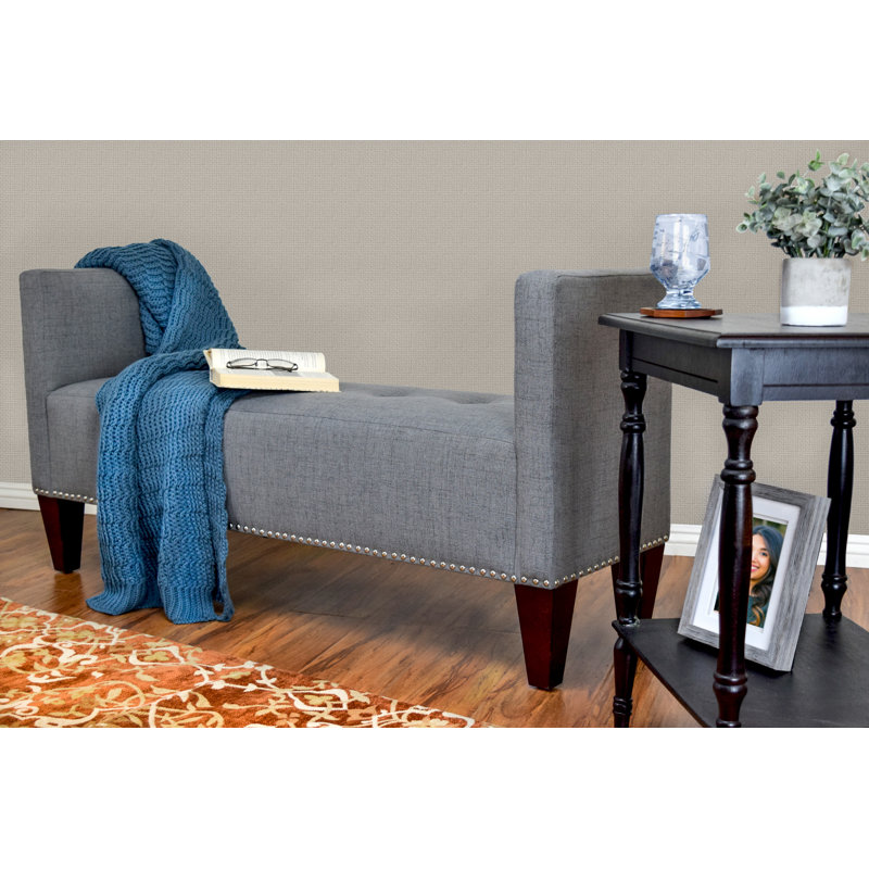 Hisle Polyester Blend Upholstered Bench, Metal