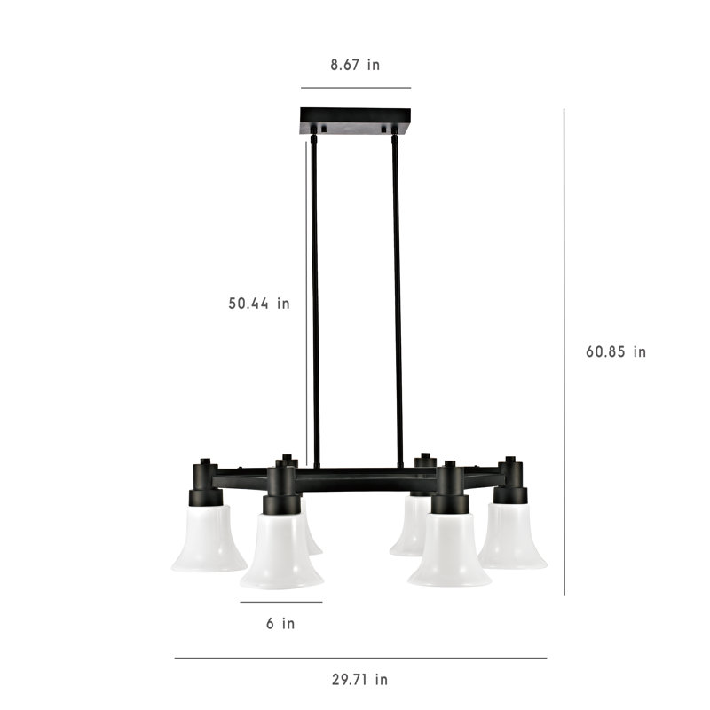 Luminaire suspendu pour îlot de cuisine 6 lumières Commer