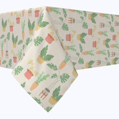 Rectangular Tablecloth, 100% Cotton, 52X104", Potted Plants