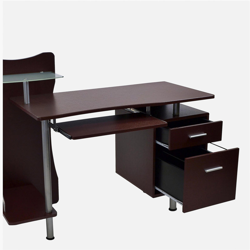 Bureau d'ordinateur avec rangement brun chocolat