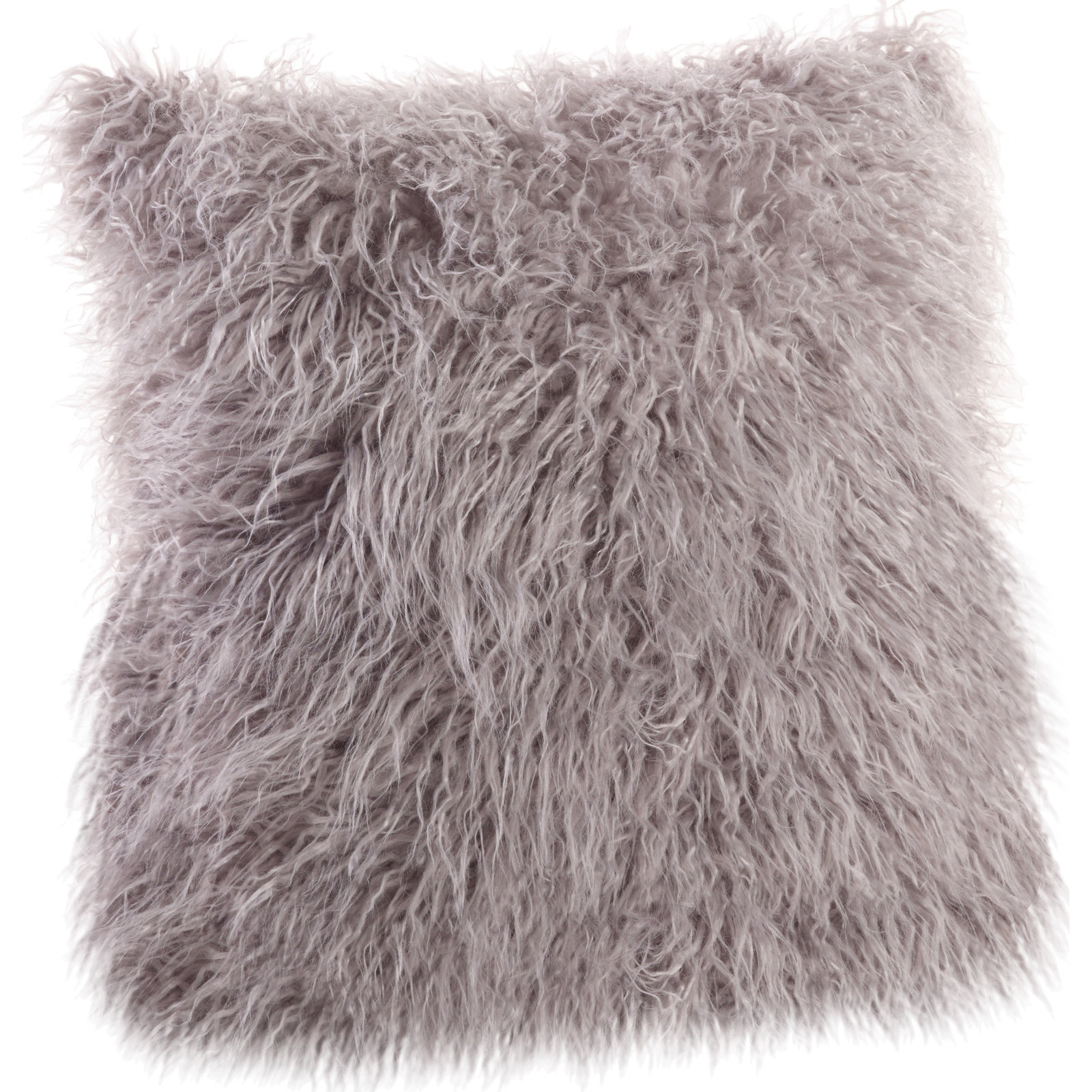 Faux Mongolian Collection Throw Pillow, 22"H x 22"W, Fog
