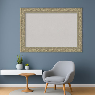 Luxe Antique Silver Framed Corkboard, Grey Cork Bulletin Board, Organization Board, Pin Board